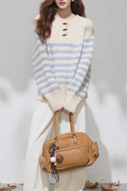 Vintage Stripe Placket Knit Top