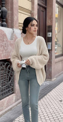 Open Front Long Sleeve Knit Cardigan