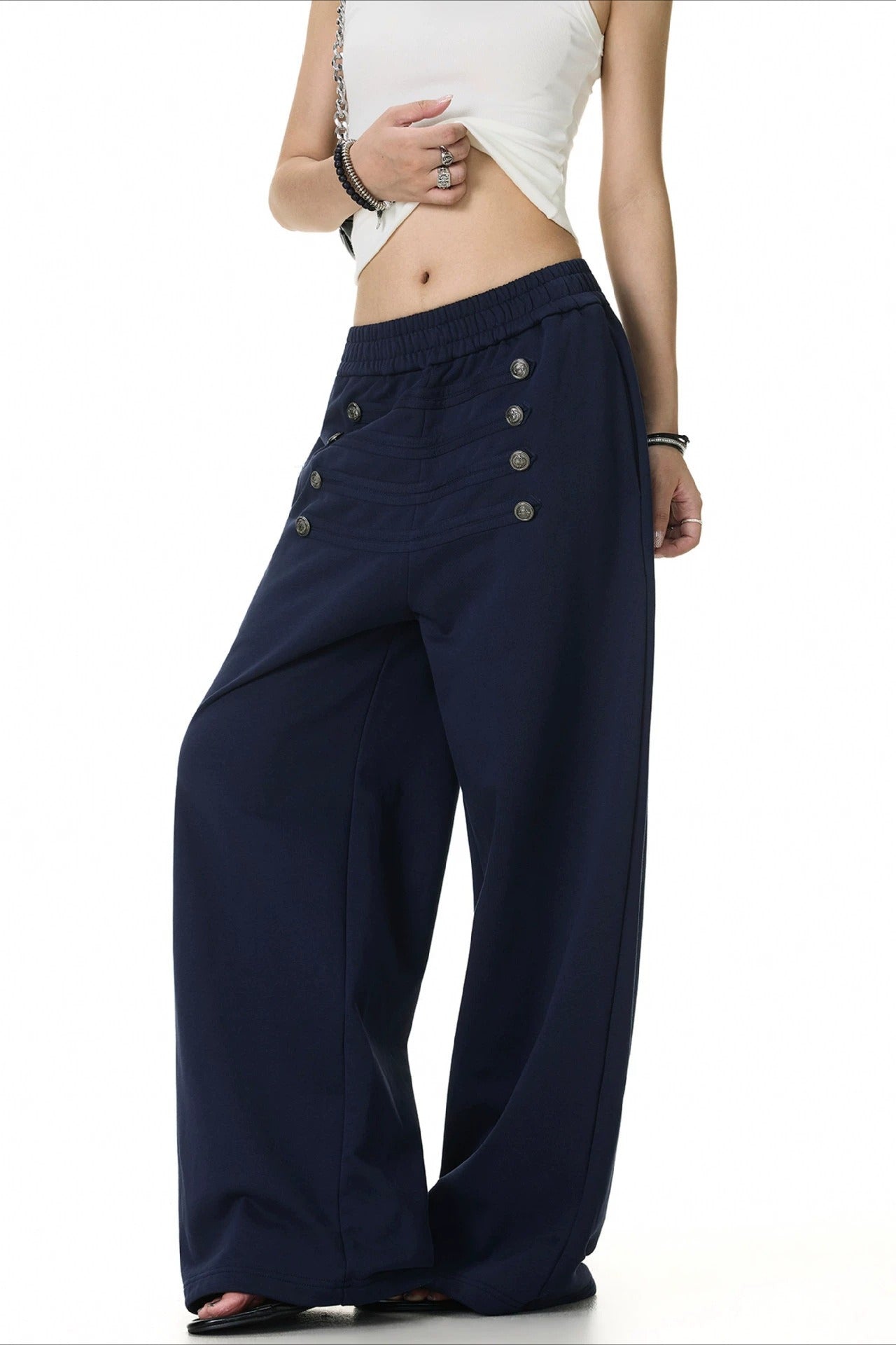 Button Detail Relaxed Wide Leg Pants Secondary image