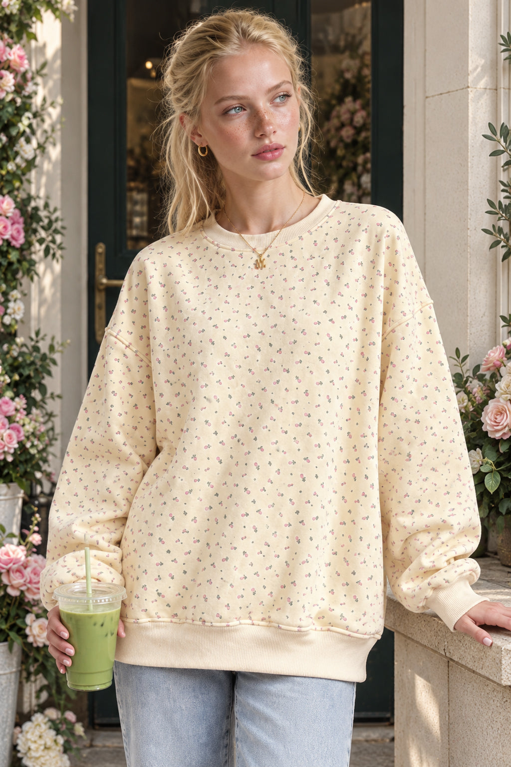 Ditsy Floral Crew Neck Sweatshirt