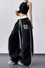 High Waist Slim Lace Trim Double Waist Casual Pants