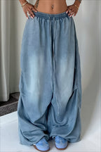Drawstring Waist Balloon Leg Jeans