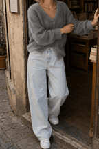 Faux Fur Blend V-Neck Cardigan