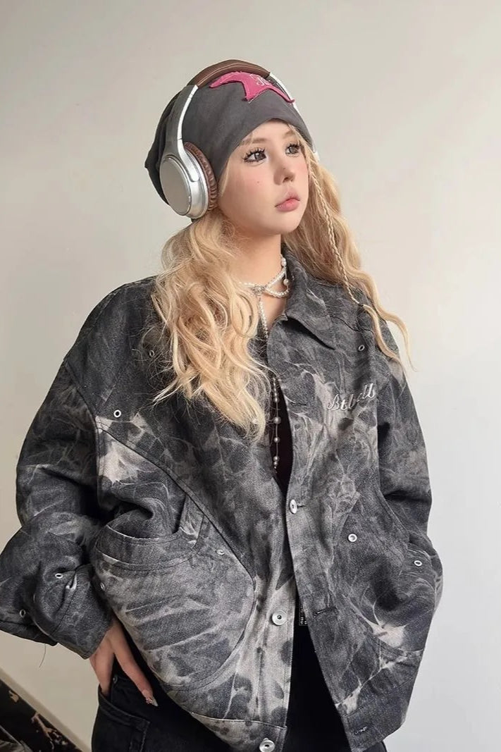 Vintage Y2K Tie-Dyed Denim Jacket Main image