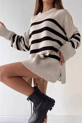Loose Fit Striped Knit Sweater