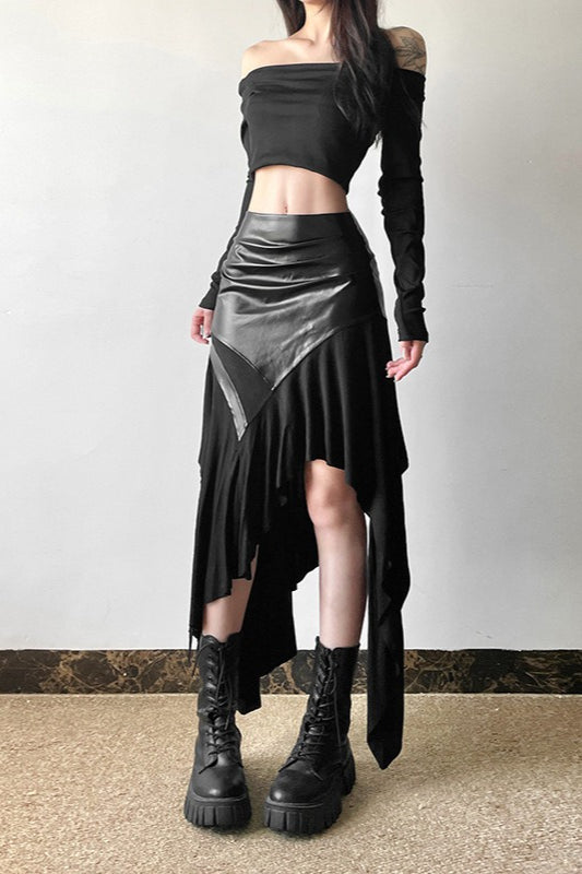 American Retro Ruffle Panel Bodycon Skirt Secondary image