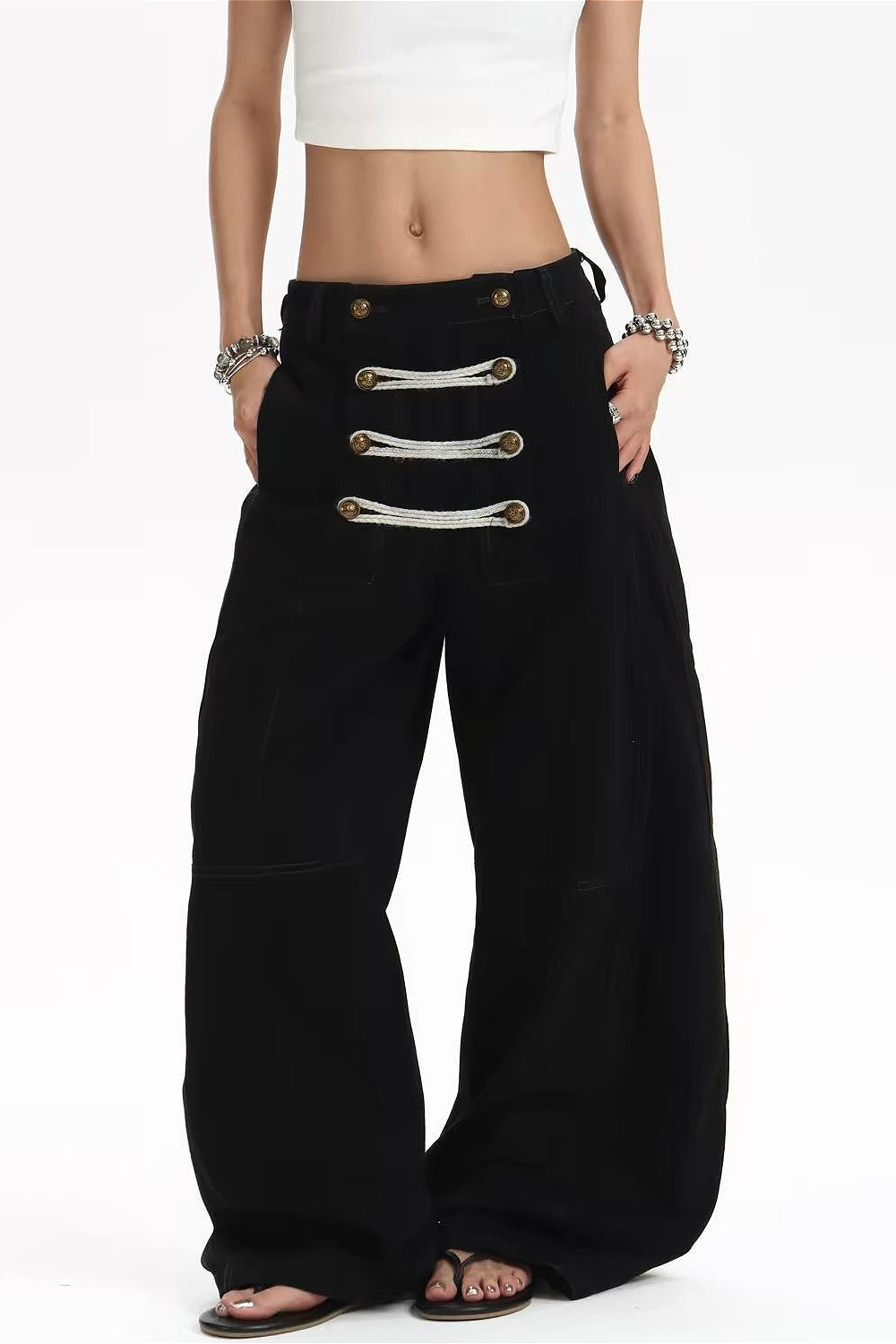Hardware Loop Wide Leg Cargo Jeans