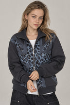 Leopard Panel Zip Jacket