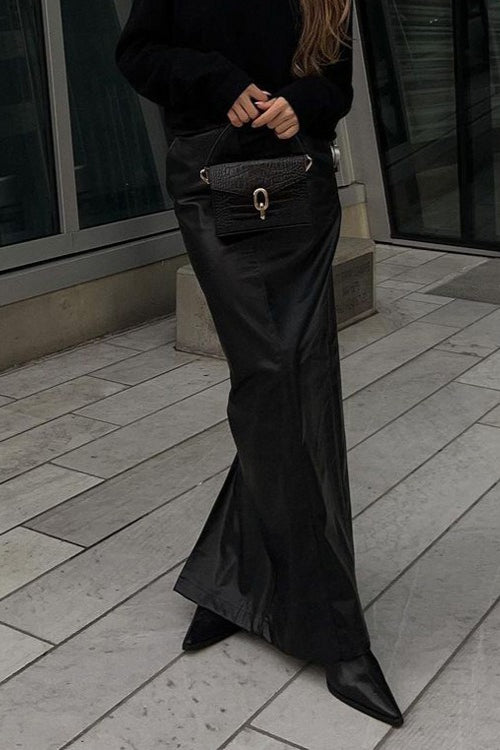 High Slit PU Leather Bodycon Skirt Secondary image