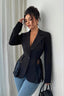 Sheer Lace Panel Single Button Tailored Longline Coat