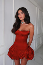 Chic Ruched Strapless A line Cocktail Dress