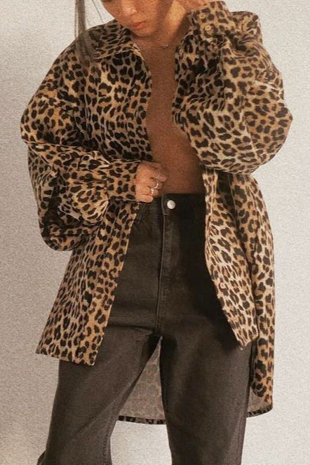 Leopard Oversized Shirt Style Coat Secondary image