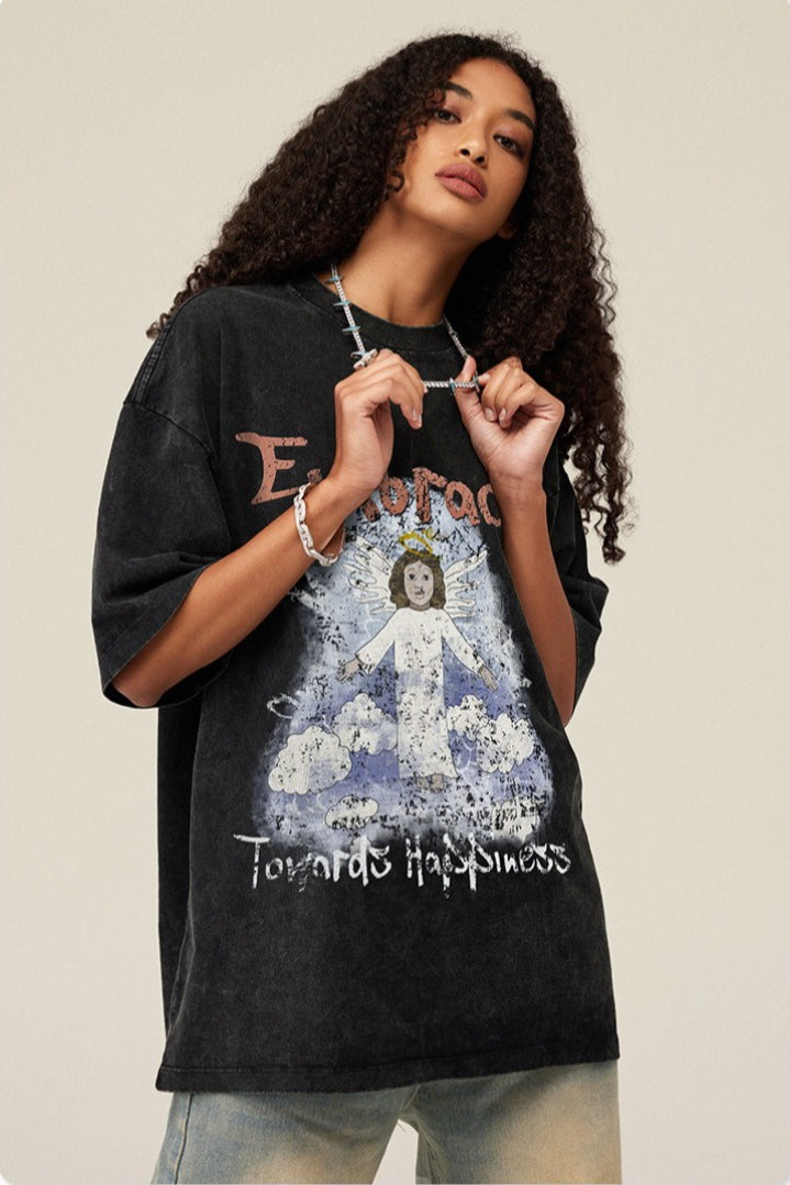 Vintage Washed Angel Print T-Shirt Secondary image