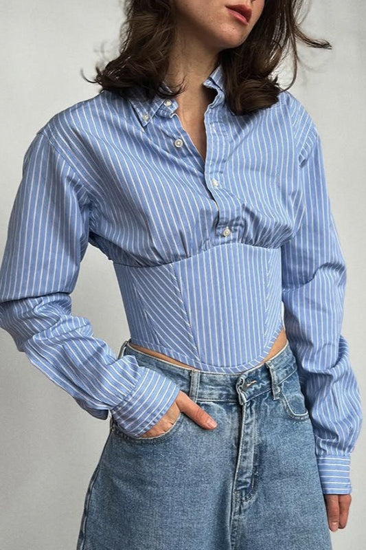 Striped Waist Tie Blouse Main image