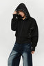 Pearl Detail Cropped Fitted Zip-Up Hoodie