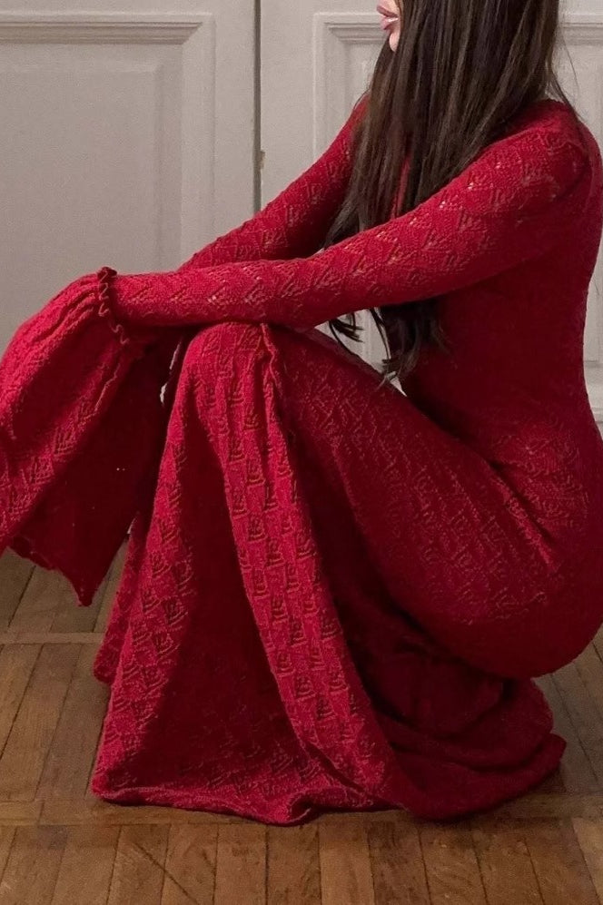 Ruffled Panel Knit Maxi Sweater Dress Secondary image