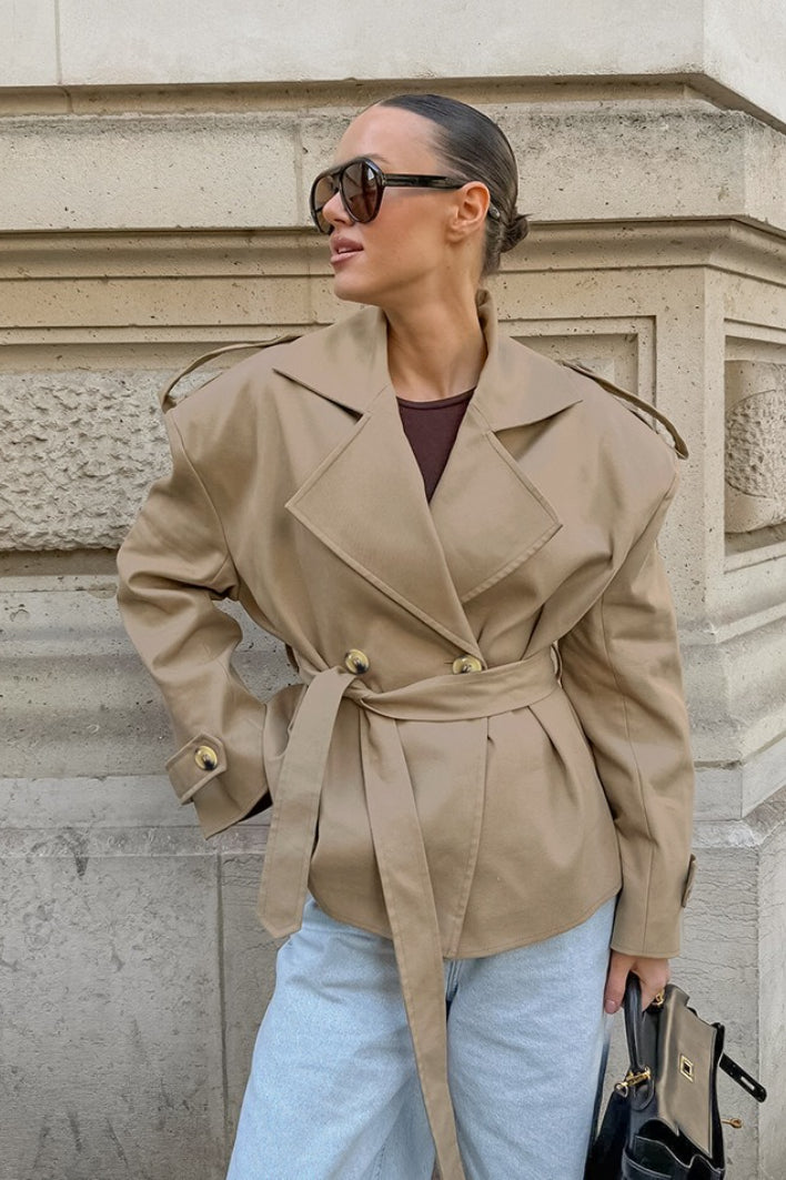 Belted Relaxed Fit Long Sleeve Coat Secondary image
