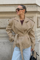 Belted Relaxed Fit Long Sleeve Coat