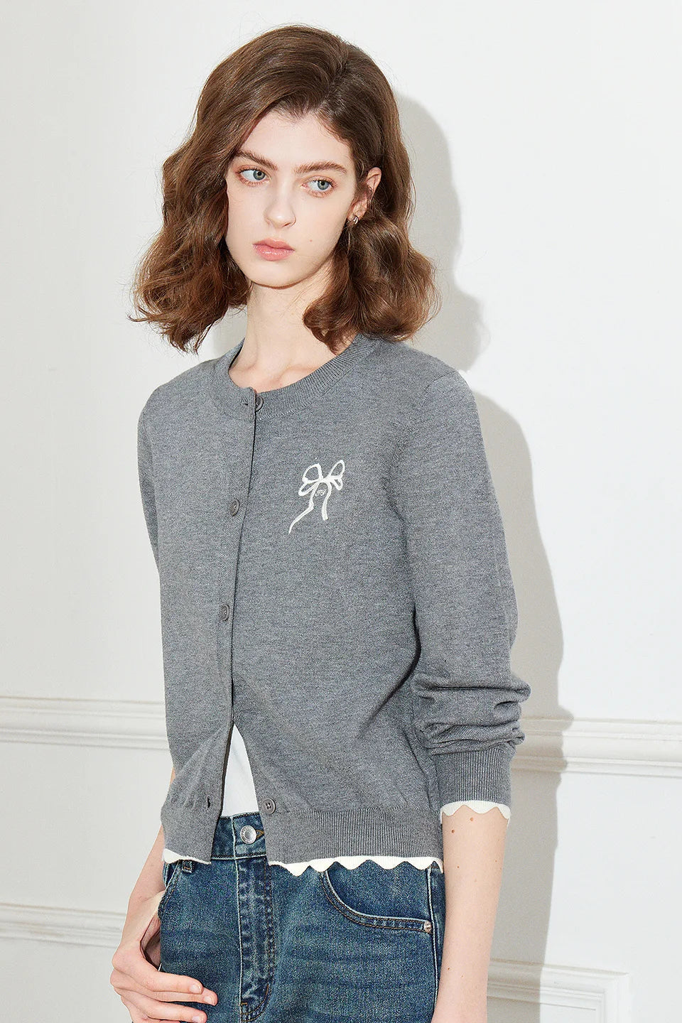 Bow Print Knit Sweater Cardigan Secondary image