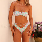 Floral Bandeau Bikini Set white / S
