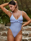 Floral Embroidered Spaghetti One Piece Light Blue / S