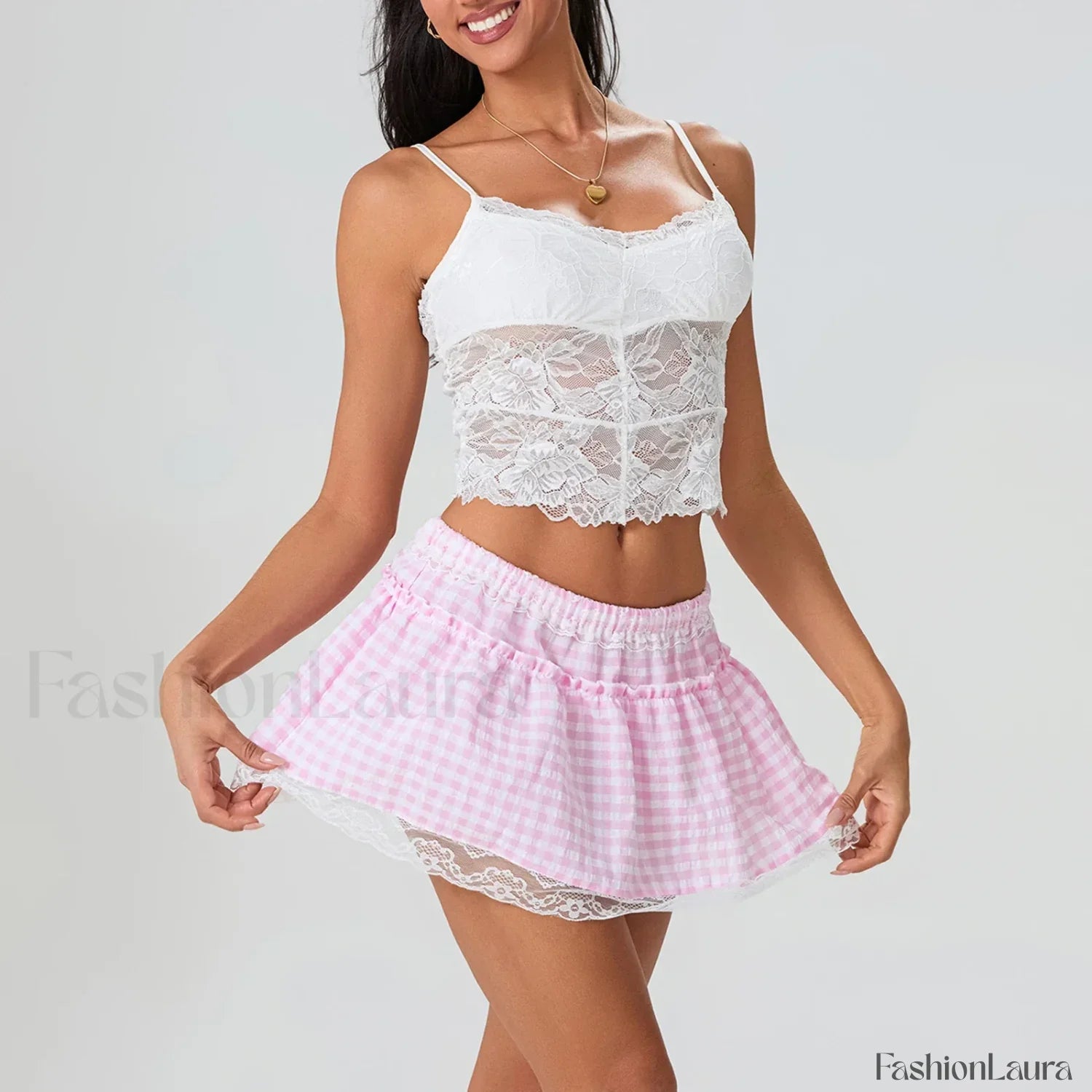 Floral Lace Patchwork Mini Skirt