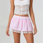 Floral Lace Patchwork Mini Skirt