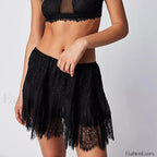 Floral Lace Patchwork Mini Skirt Black / S