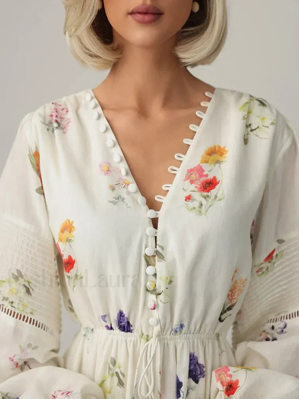 Floral Lantern Sleeve Boho Dress