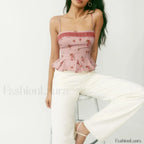 Floral Low Cut Backless Crop Top