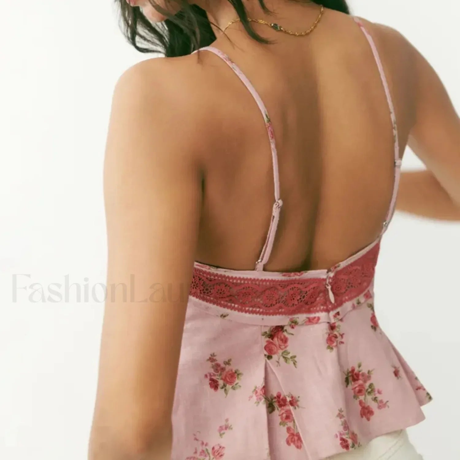 Floral Low Cut Backless Crop Top