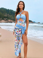 Flower Print Halter One Piece color set 1 / S