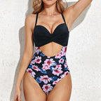 Flower Print V neck One Piece