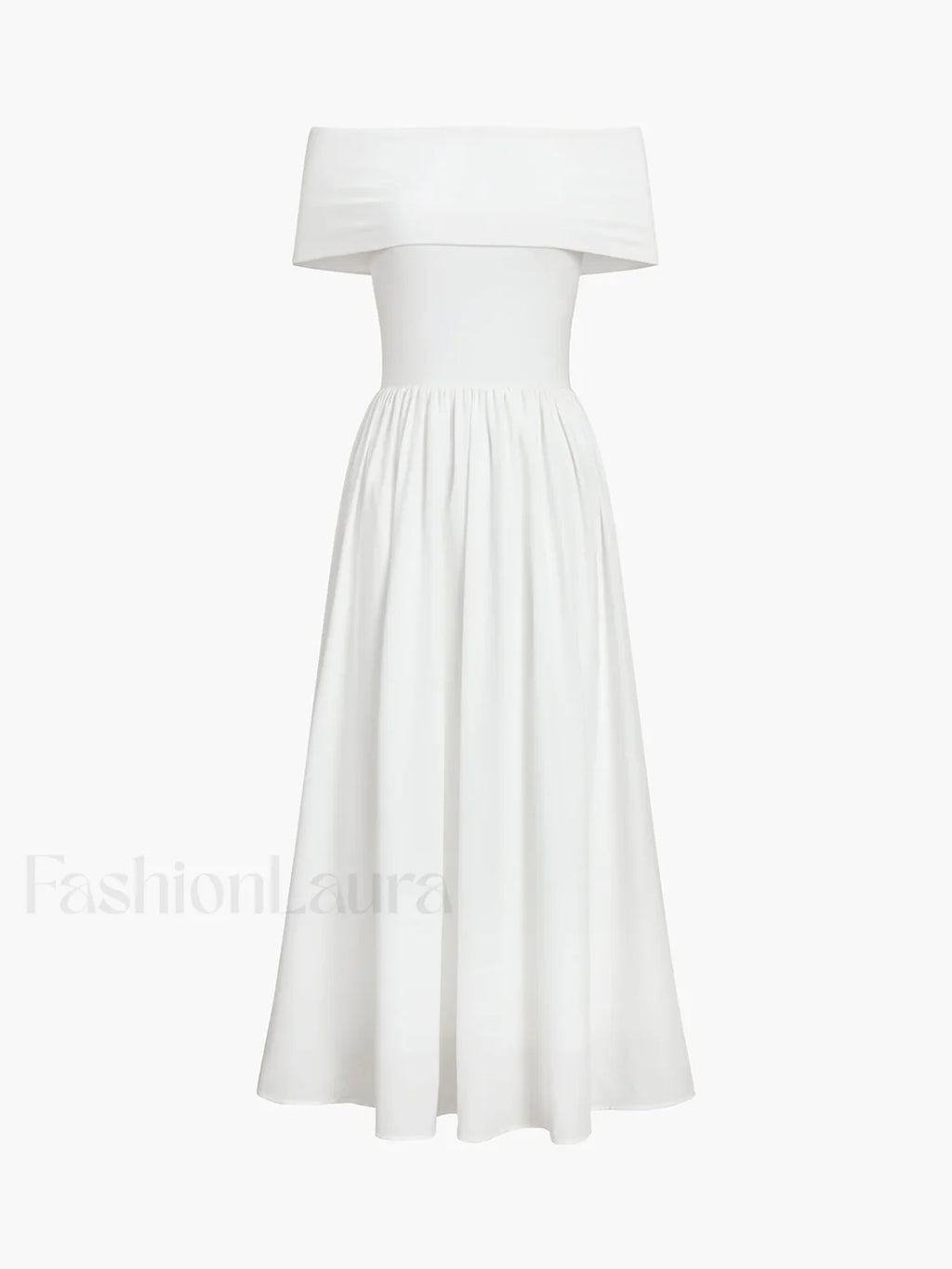 Frenchy Solid Graceful Off Shoulder Long Dress White / XS Dresses