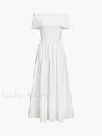 Frenchy Solid Graceful Off Shoulder Long Dress White / XS Dresses