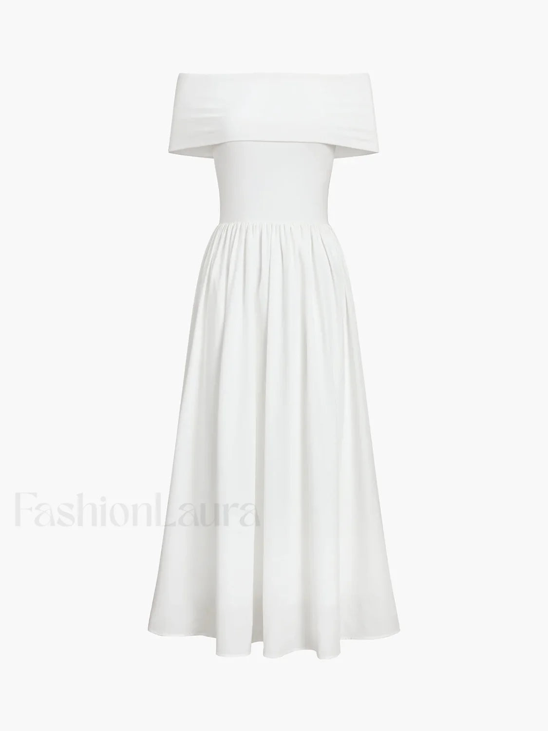 Frenchy Solid Graceful Off Shoulder Long Dress White / XS Dresses