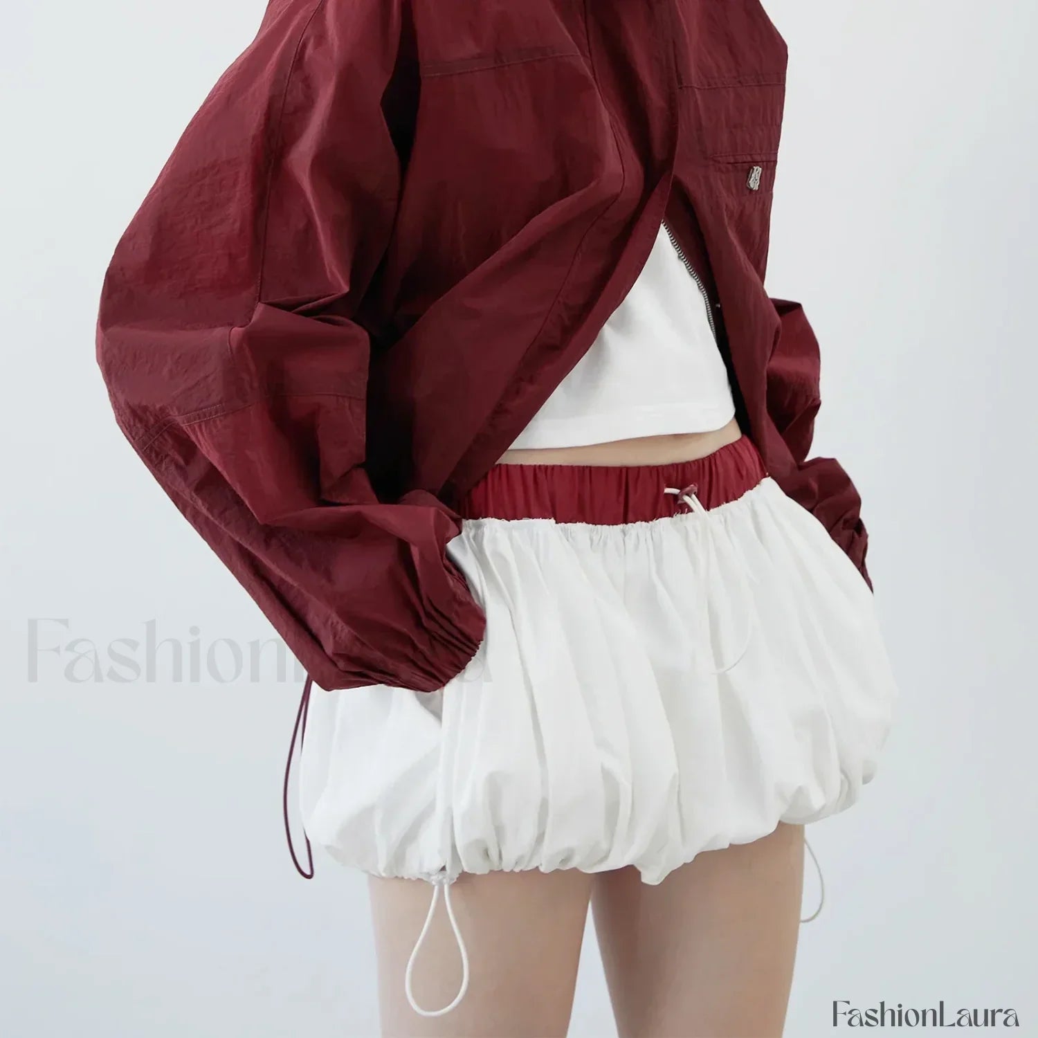 Gothic Contrast Pocket Mini Skirt WHITE / S