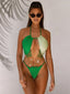 Green Chain Halter One Piece Green / S