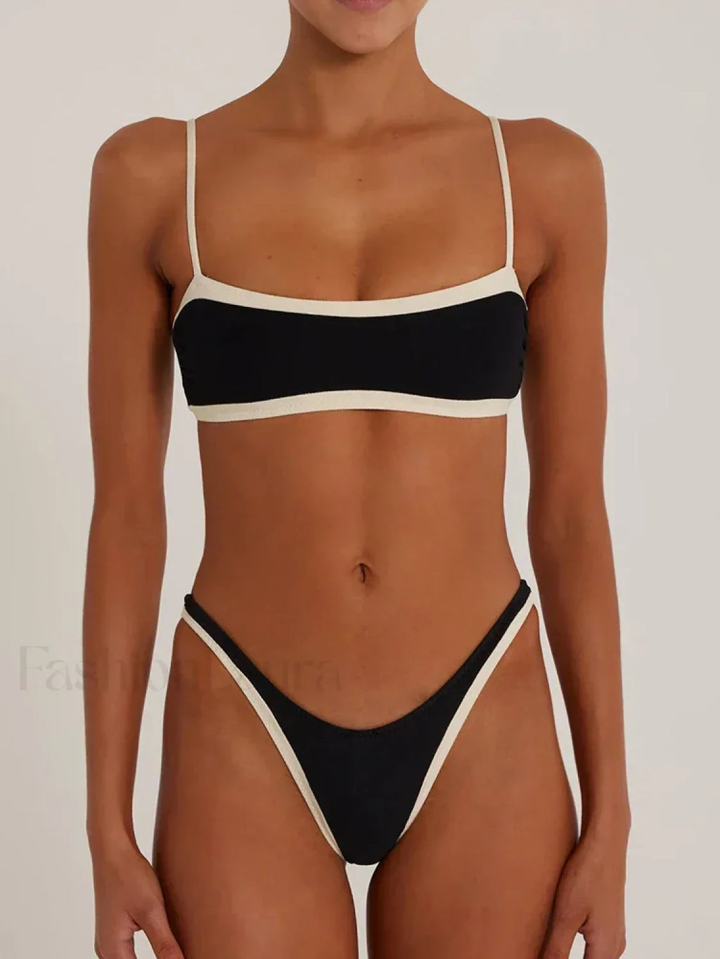 High Cut Solid Color Bikini Set