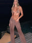 High Waist Mesh Bikini Set brown / S