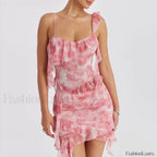 Hit Color Slim Skirt Two Piece Set PINK VEST / S