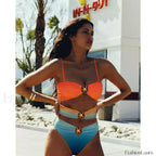 Hollow Out Cheeky One Piece orange / S