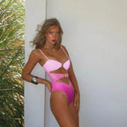 Hollow Out Cheeky One Piece pink / S