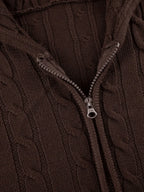 Hooded Button Graceful Front Knit Cardigan