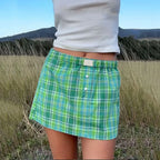 Korean Plaid Boxer Mini Skirt