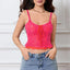 Lace Patchwork Tie Up Crop Top Pink / S