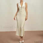 Lapel Single Breasted Midi Dress