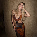 Leopard Deep V Neck Floral Dress