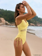 Mesh Patchwork Solid Color One Piece