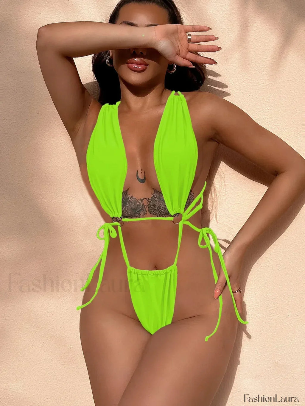 Mini Low Waist Thong One Piece Fluorescent Green / S